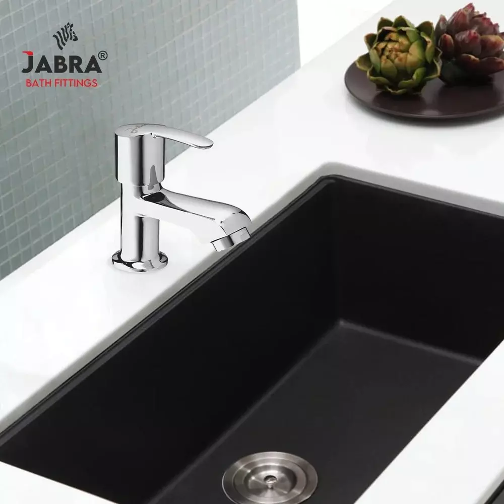 Jabra Pillar Cock Aqua Series Brass Chrome Finish Deck Mount Silver