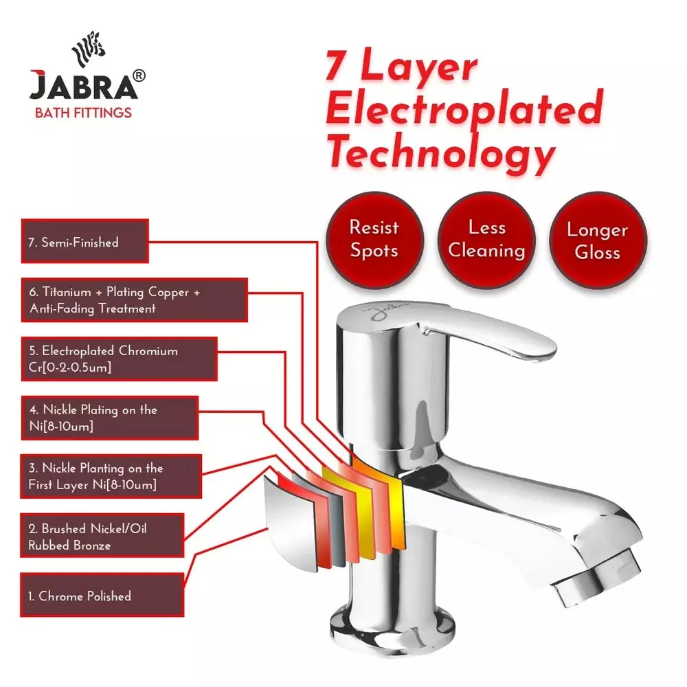 Jabra Pillar Cock Aqua Series Brass Chrome Finish Deck Mount Silver