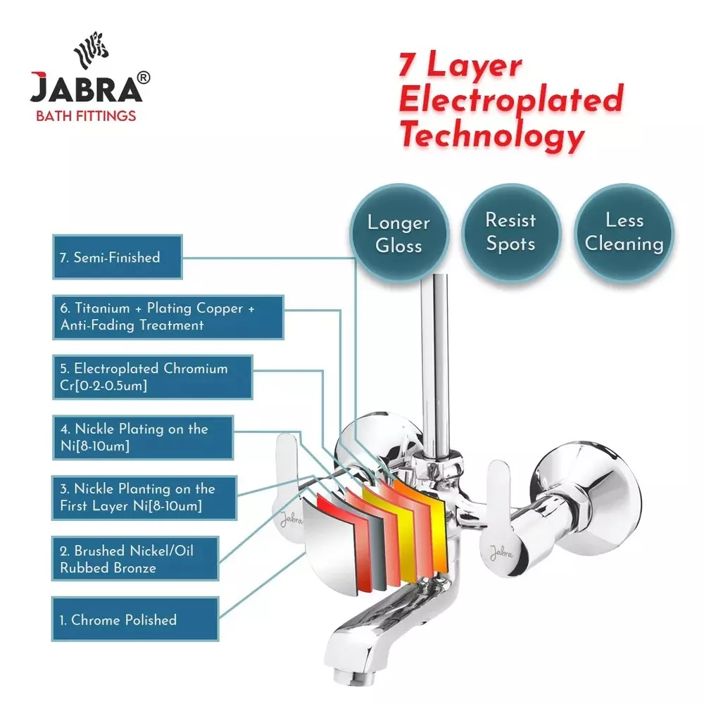 Jabra Wall Mixer With L-Bend (L) Aqua Series Brass Chrome Finish Wall Mount Silver