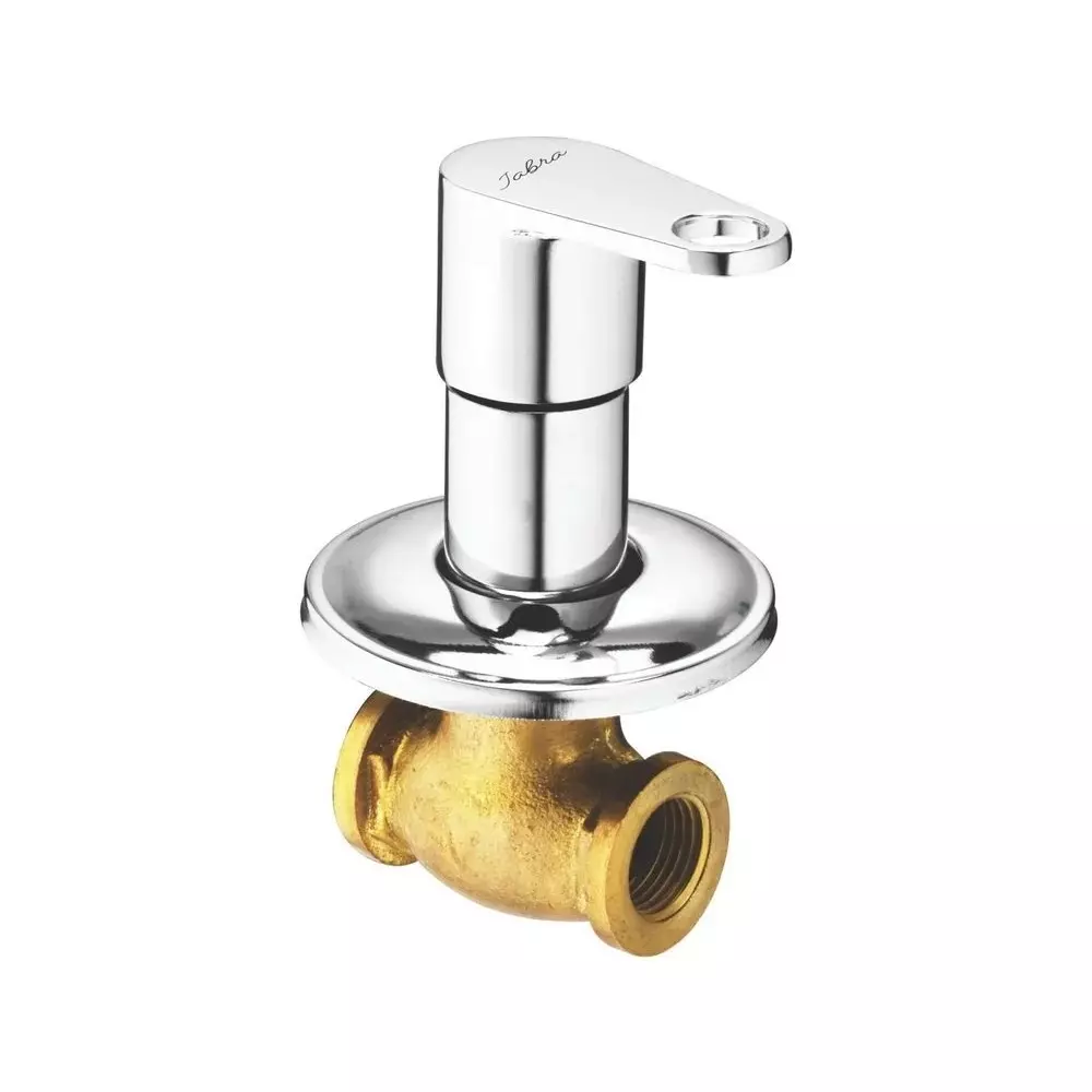 Jabra Concealed Stop Cock (L) Sky Series Brass Chrome Finish Wall Mount 15 mm Silver