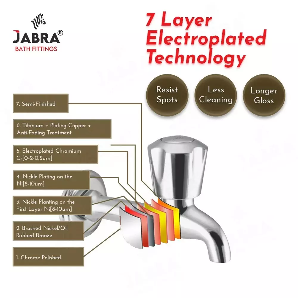 Jabra Long Body Cock Sleek Series Brass Chrome Finish Wall Mount Silver