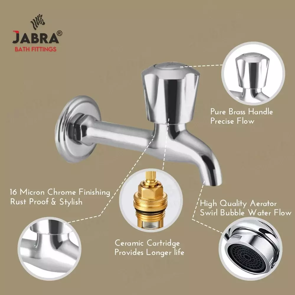 Jabra Long Body Cock Sleek Series Brass Chrome Finish Wall Mount Silver