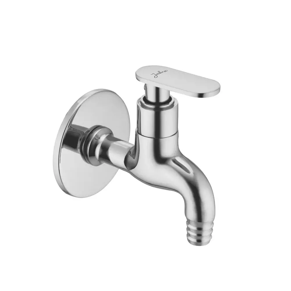Jabra Nozzle Bib Cock Leaf Series Brass Chrome Finish Deck Mount Silver
