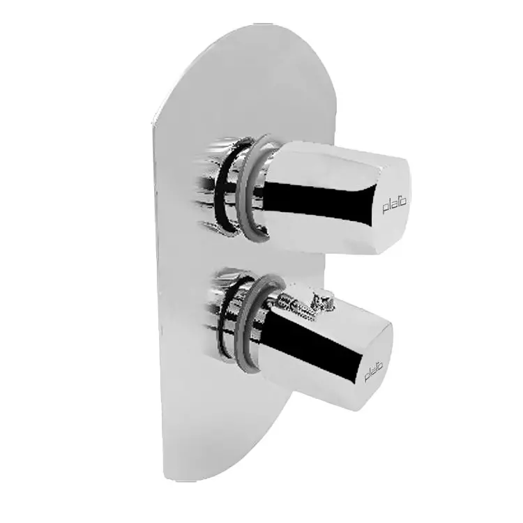 PLATO Concealed Thermostatic Divertor Complete Set Wall Mount Silver, THD 201