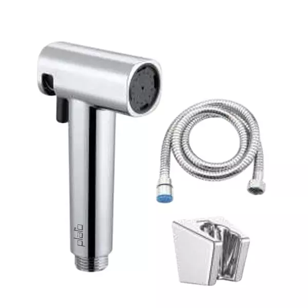 PLATO PURPLE Series Health Faucet Set Silver & Black with Wall Hook & 1.5 m SS 304 Tube, 7381