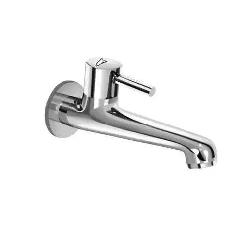 CASLLA Bib Cock Long body with Wall Flange Cobalt Series Brass Chrome Finish Silver, CAT-CHR-922316