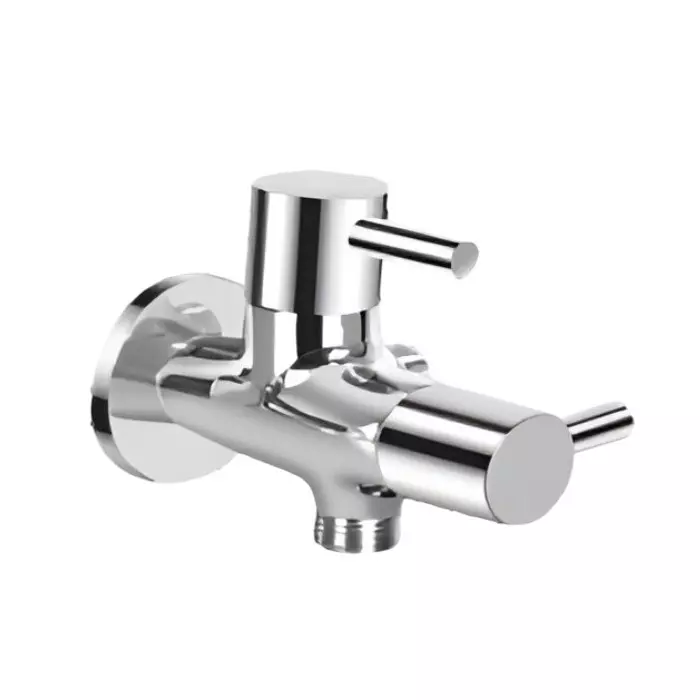 CASLLA Angle Valve Two in One with Wall Flange Cobalt Series Brass Chrome Finish Silver, CAT-CHR-922319