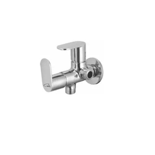 CASLLA Angle Valve Two in One with Wall Flange Candy Series Brass Chrome Finish Silver, CNY-CHR-712319
