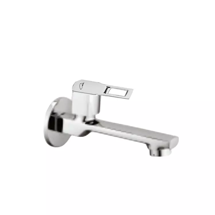 CASLLA Bib Cock Long Body with Wall Flange Cozi Series Brass Chrome Finish Silver, CZ-CHR-762315