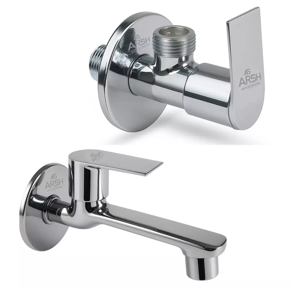 AR5H Angle Valve + Long Nose Tap Brass Chrome Finish Wall Mounted, A/C+L/N