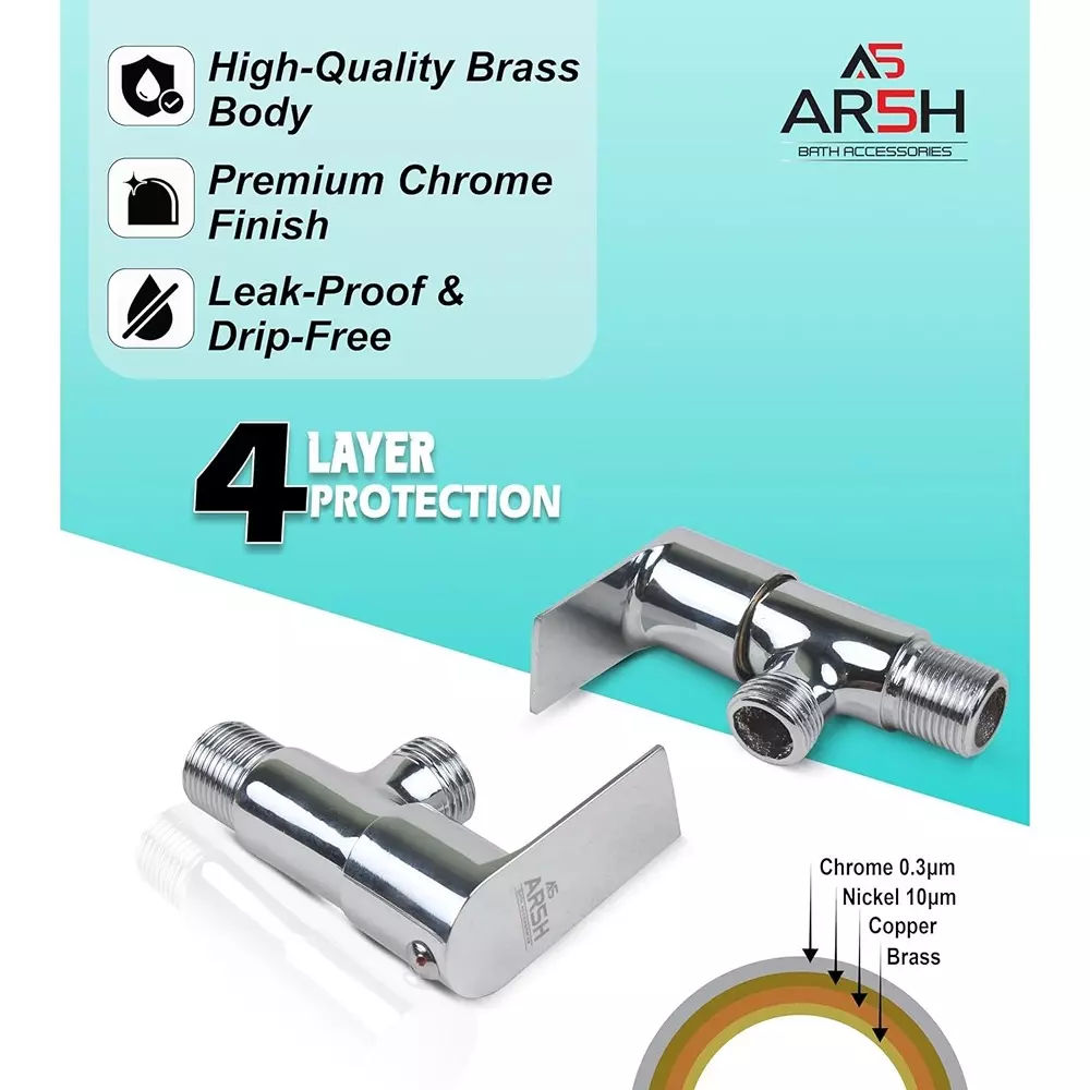 AR5H Angle Valve + Long Nose Tap Brass Chrome Finish Wall Mounted, A/C+L/N