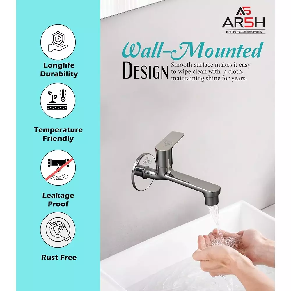 AR5H Angle Valve + Long Nose Tap Brass Chrome Finish Wall Mounted, A/C+L/N