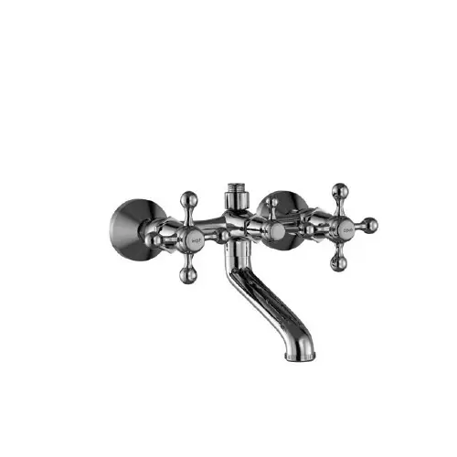 Jaquar Wall Mixer With Connector For Hand Shower Arrangement With Connecting Legs, Wall Flanges & Wall Bracket For Hand Shower Black Chrome Finish, QQT-BCH-7267