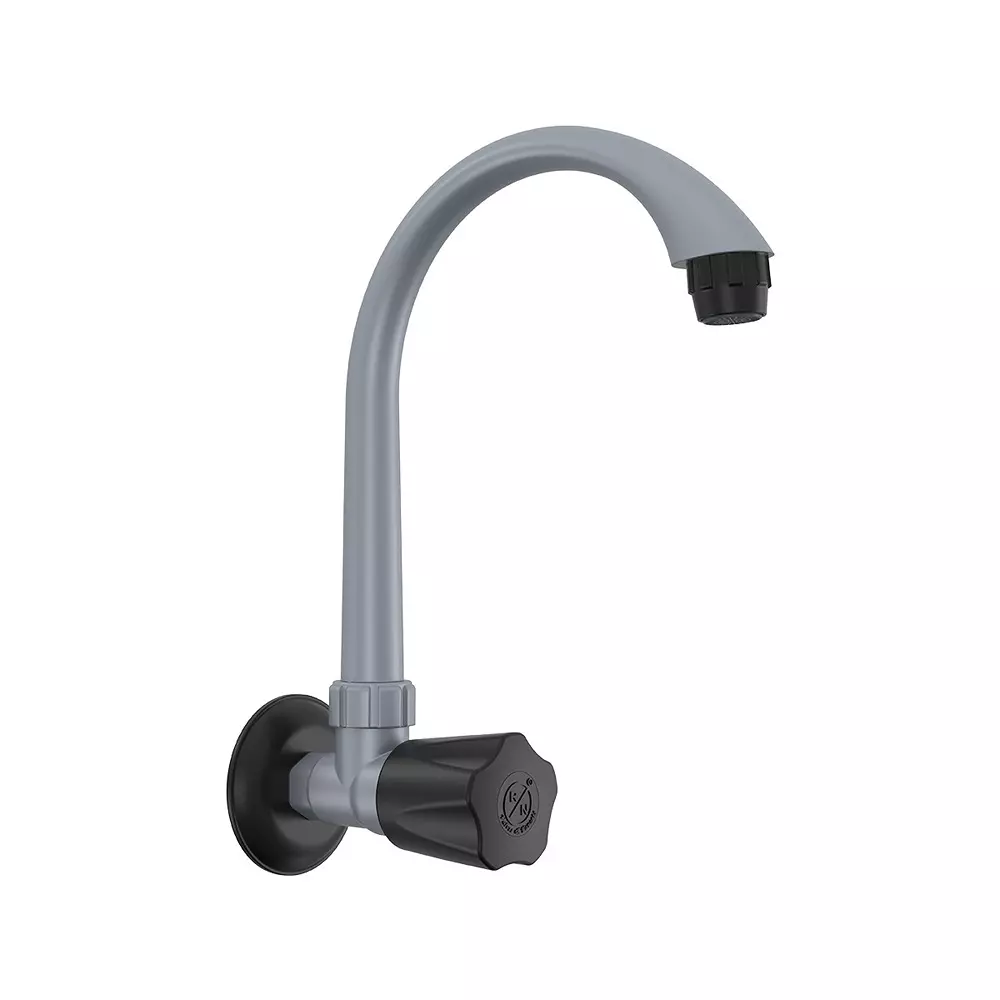 RN Foam Flow Sink Tap Wall Mounted PTMT Metallic Grey Black 1/2 Inch (15 mm) Size for Kitchen & Bathroom Use, RNMAJ09B09