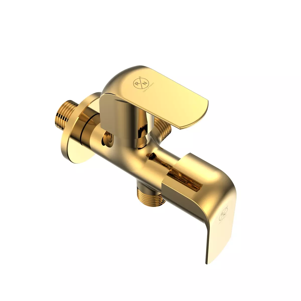 RN 2 In 1 Angle Tap With Flange Golden Stainless Steel 1/2 Inch (15 mm) Size for Bathroom & Toilets Use, RNSOP32G15