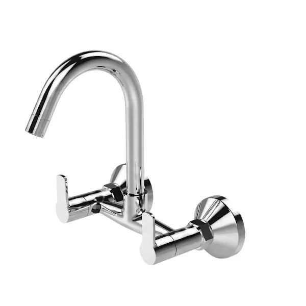 IVAS Elanza Sink Mixer Tap with Swivel Spout Wall Mounted Chrome Finish Silver 150 mm Size for Kitchen Use, IM12008828