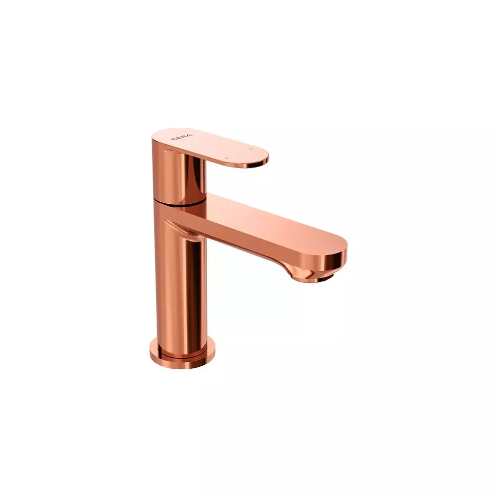 CERA Curve Quarter Turn Pillar Tap With Aerator Rose Gold Table Mounted for Bathroom Use, F1023101RG