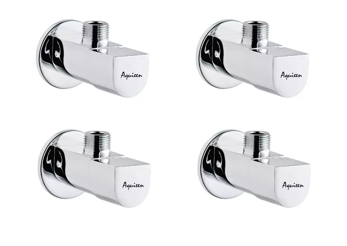 Aquieen Arc Brass Silver Angle Stop Valve Pack of 4 Piece
