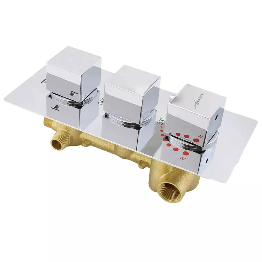 Aquieen Wall Mounted Stainless Steel Silver 6 Way Chrome Finish 6 Way Thermostatic Diverter