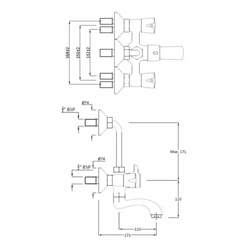Hindware Contessa Neo Wall Mixer Tap Brass Chrome Finish Silver, F730020
