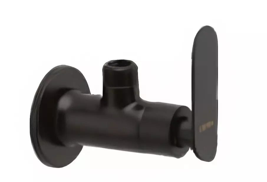 CERA Brooklyn Single Lever Wall Mount Angle Cock with Wall Flange Matte Black, F1018201BM