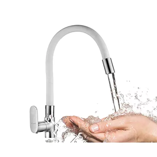 Aquieen Flexi Basin Tap Brass & Copper Chrome Finish White, AQN 803