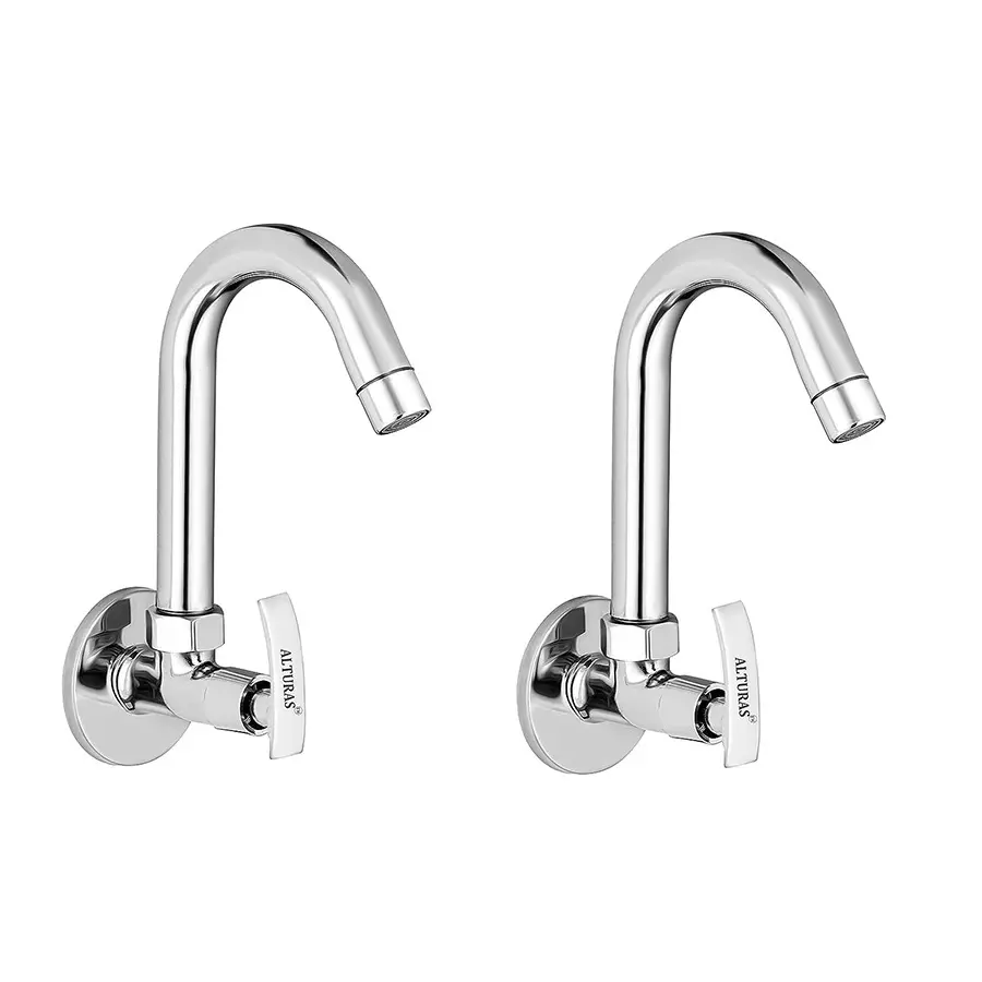 Buy ALTURAS Ocean Brass Sink Cock Tap for Bathroom/Kitchen Pillar Tap (Set of 2) from Industrybuying.com