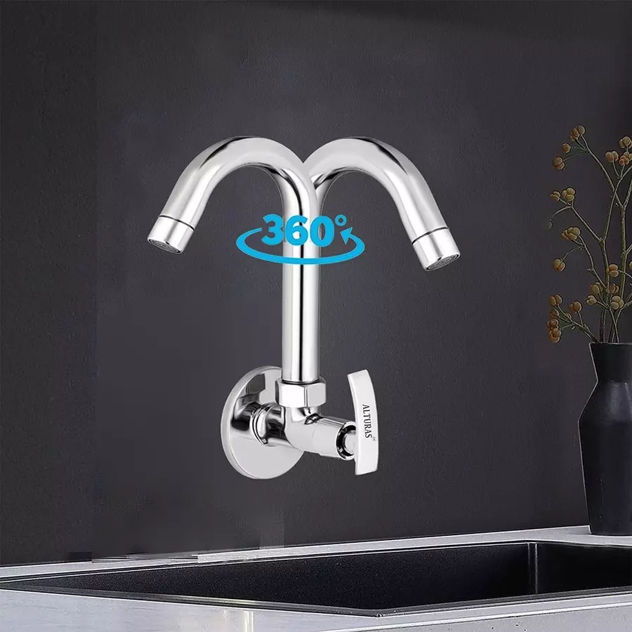 ALTURAS Ocean Brass Sink Cock Tap for Bathroom/Kitchen Pillar Tap (Set of 2)
