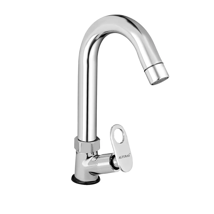 ALTURAS Max Swan Neck Brass Sink Cock Tap for Bathroom/Kitchen Pillar Tap