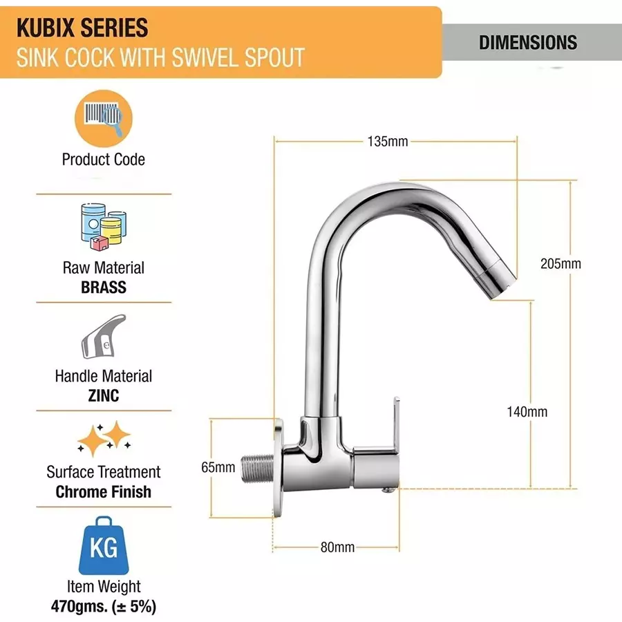 Fastgear Elixir Sink Tap Brass Chrome Finish Silver, FG1443