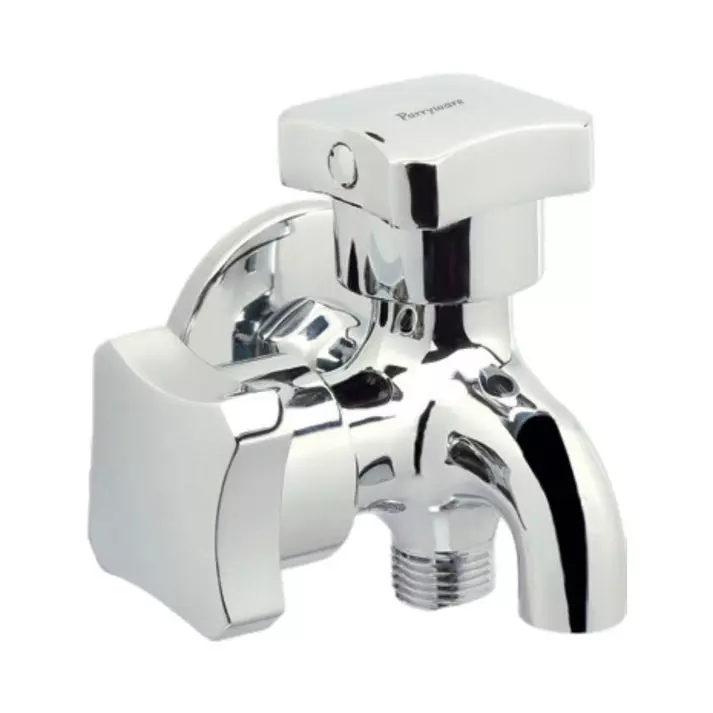 Parryware Two Way Bib Cock with Aerator Jade Series Silver Stainless Steel Chrome Finish, G021ZA1