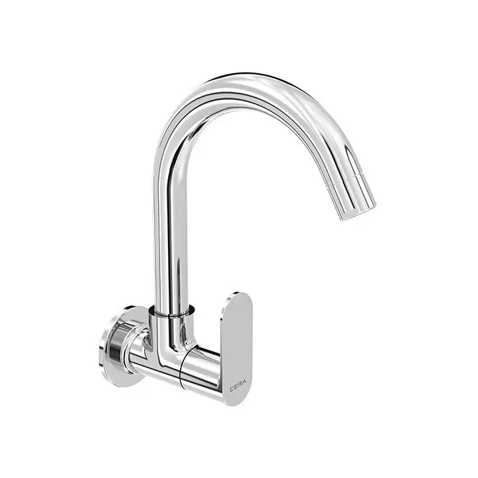 Cera Curve Sink Cock (Wall Mounted) With 150 mm (6 inch) Long Swivel Spout And Wall Flange, F1023251