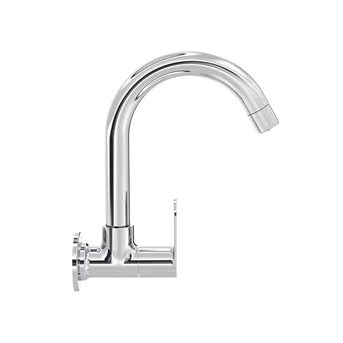 Cera Curve Sink Cock (Wall Mounted) With 150 mm (6 inch) Long Swivel Spout And Wall Flange, F1023251