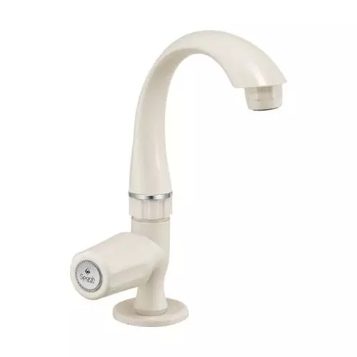 Sparsh Pearl Swan Neck Tap with Flange Mini Series PTMT Ivory Glossy Finish, TS-118