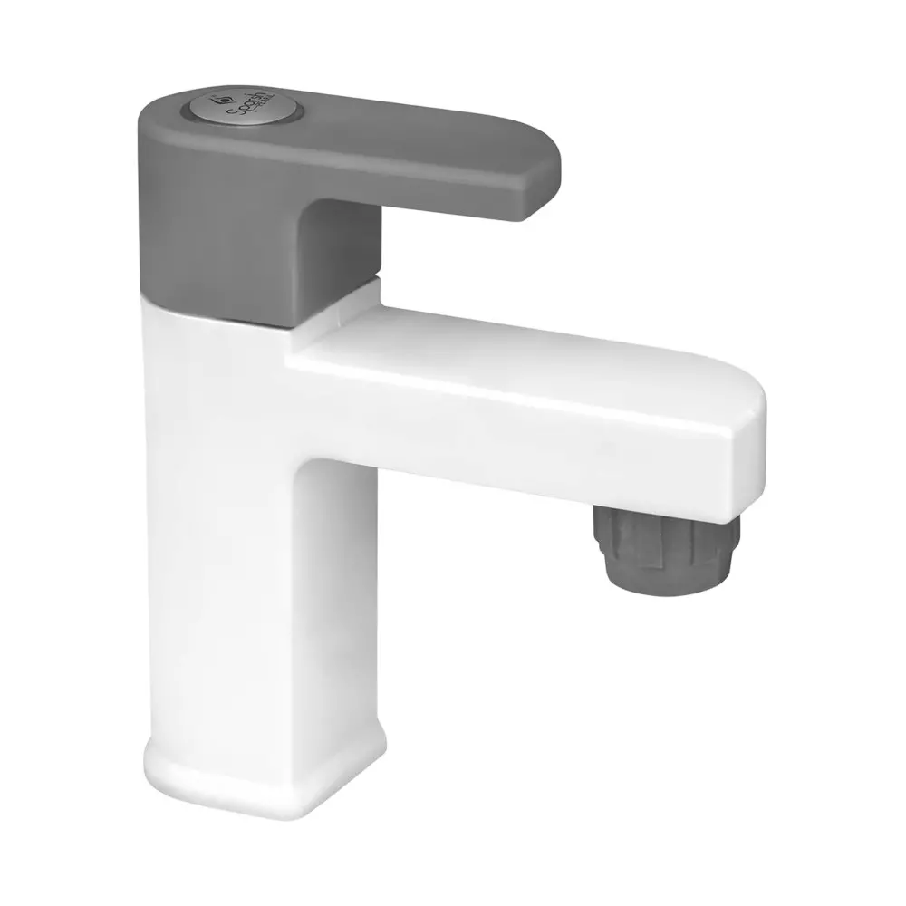 Sparsh Pearl Pillar Tap Curve Prime Collection Series PTMT Grey, White Glossy Finish, CRP-1274