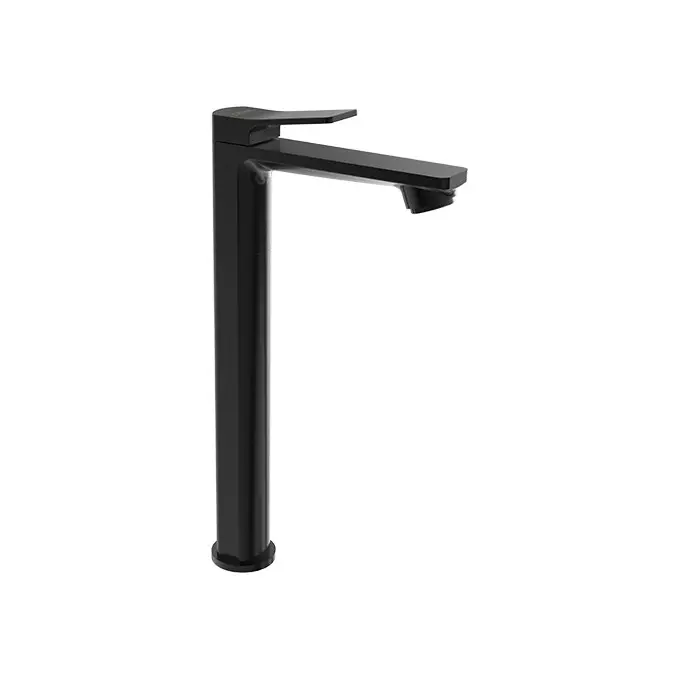 CERA Sylvina Pillar Cock Quarter Turn Deck Mount PVD Finish Black Matte with Aerator, F1021102BM