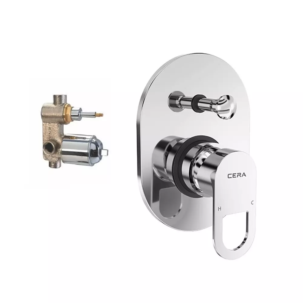CERA ELANTE Diverter System Single Lever Exposed Part + Concealed Part Wall Mount Silver, F1022721+F4030101