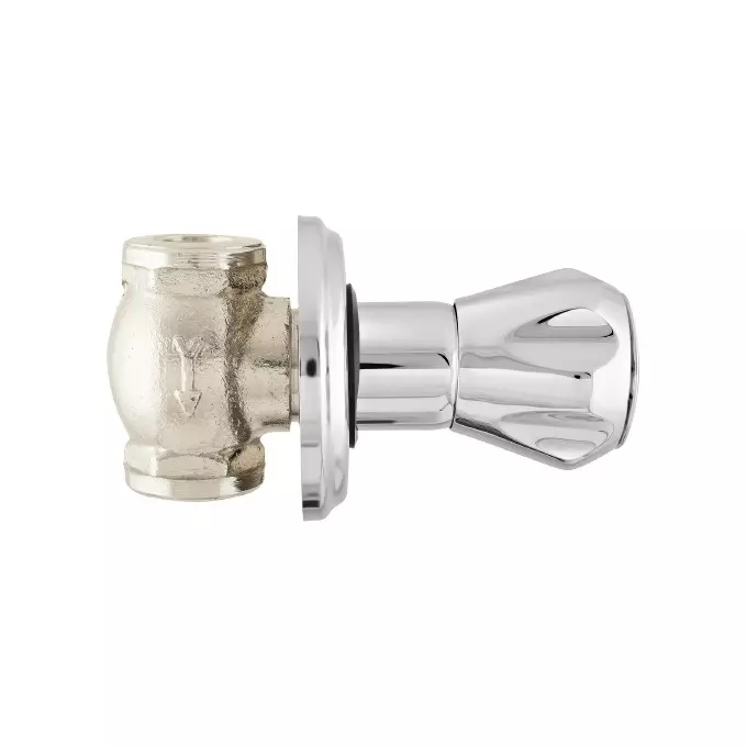 CERA OCEAN Stop Cock Half Turn Exposed Part + Concealed Part Wall Mount Silver, F3001351+F4050501