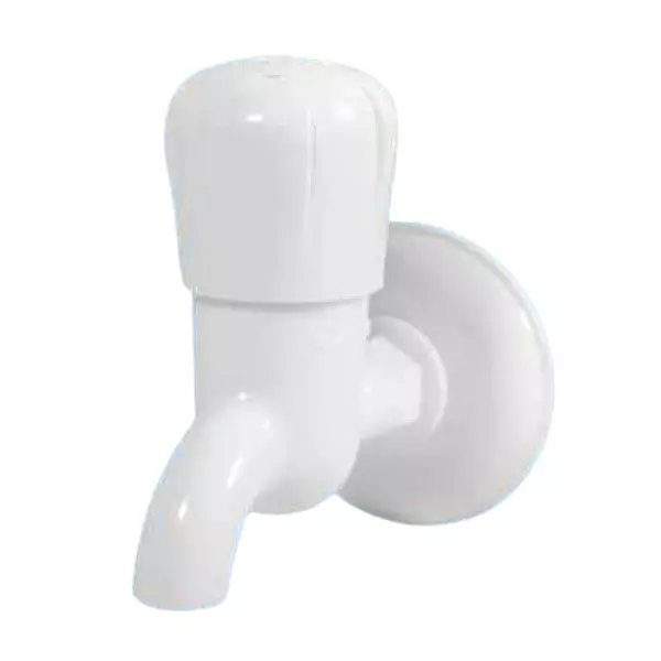 SUPREME Elegant Series Bib Tap with Flange Quarter Turn Plastic, Texla White