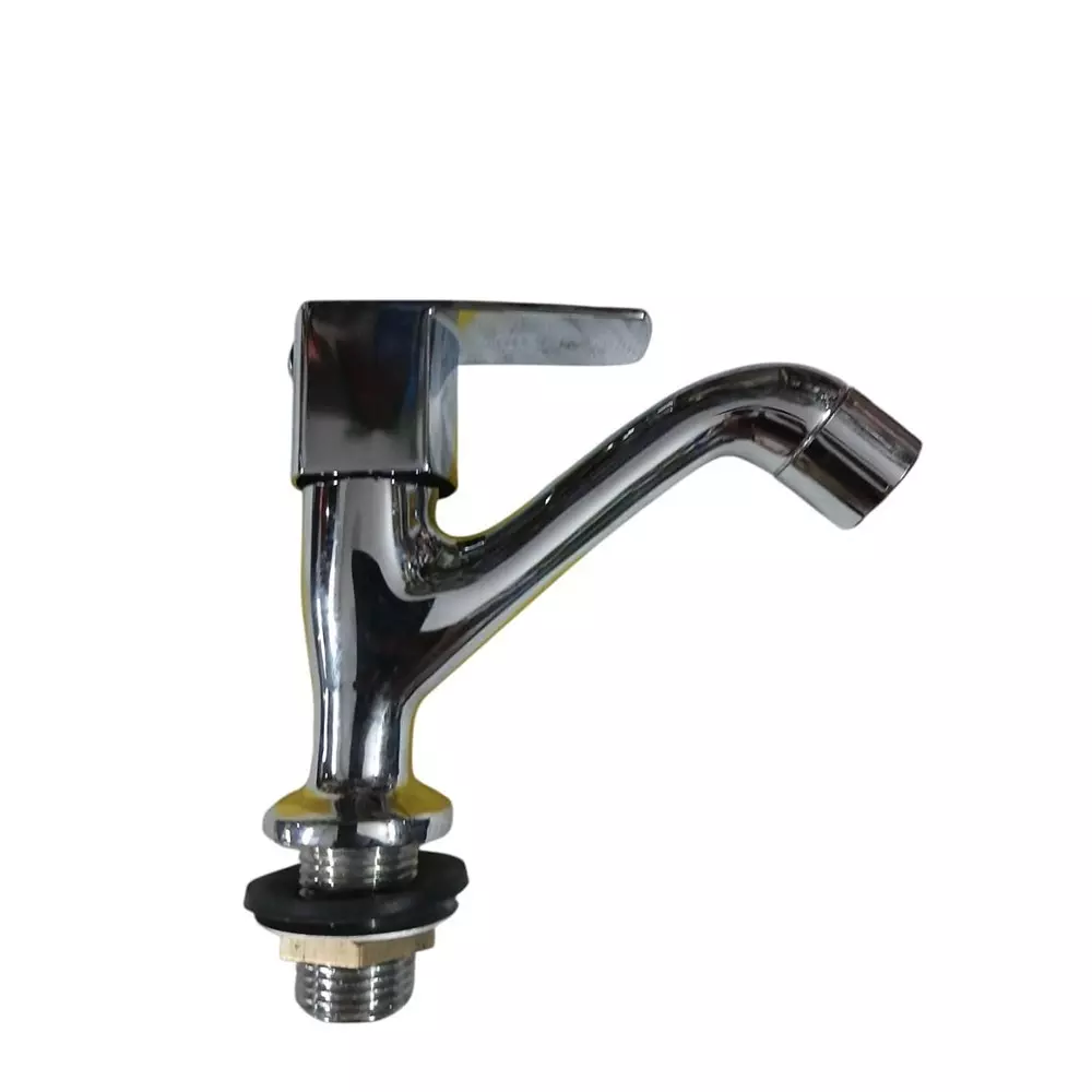 INDIA DREAMS High Neck Piller Cock Brass Deck Mount Silver, ID_SS_105