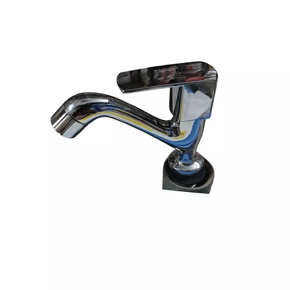 INDIA DREAMS High Neck Piller Cock Brass Deck Mount Silver, ID_SS_105