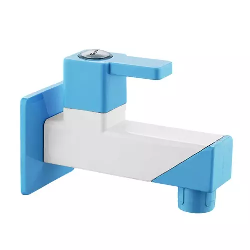 TRIJAL Oscar Plus Bib Cock With Flange White, Blue 15 mm Thread & 20 mm Spindle, OSP-100 (Pack of 24)
