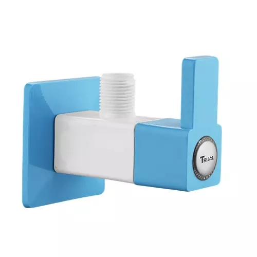 TRIJAL Oscar Plus Angle Cock With Flange White, Blue 15 mm Thread & 20 mm Spindle, OSP-102 (Pack of 24)