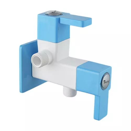 TRIJAL Oscar Plus Two Way Angle Cock With Flange White, Blue 15 mm Thread & 20 mm Spindle, OSP-105 (Pack of 16)