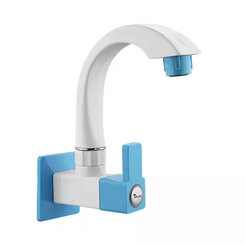 TRIJAL Oscar Plus Sink Cock With Flange White, Blue 15 mm Thread & 20 mm Spindle, OSP-109 (Pack of 24)