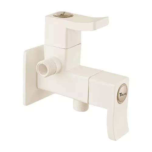TRIJAL Guppy Two Way Angle Cock With Flange Ivory 15 mm Thread & 20 mm Spindle, GUP-105 (Pack of 16)