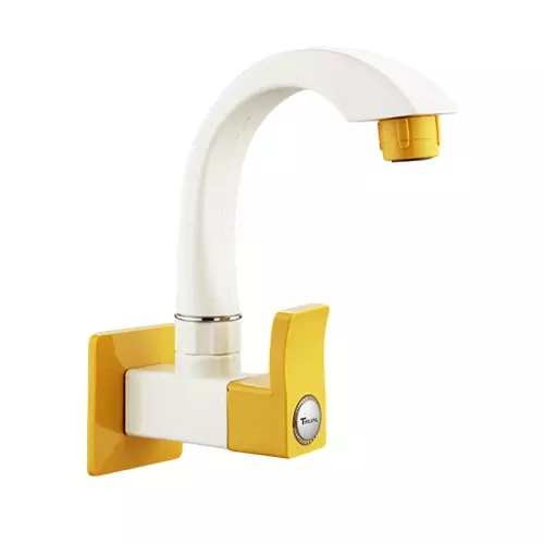 TRIJAL Guppy Pluse Sink Cock With Flange White, Gold 15 mm Thread & 20 mm Spindle, GPP-109 (Pack of 24)