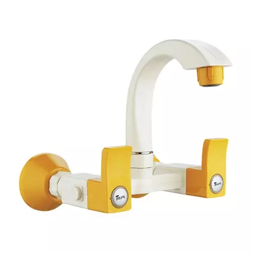 TRIJAL Guppy Pluse Sink Mixer With Flange White, Gold 15 mm Thread & 20 mm Spindle, GPP-113 (Pack of 12)