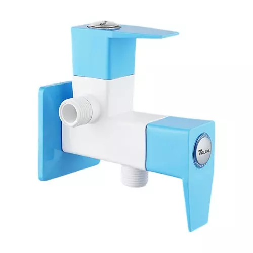 TRIJAL Shark Plus Two Way Angle Cock with Flange White, Blue 15 mm Thread & 20 mm Spindle, SHP-105 (Pack of 16)