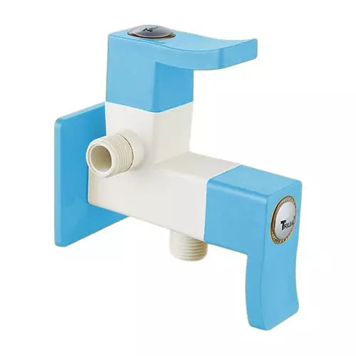 TRIJAL Guppy Pluse Two Way Angle Cock With Flange White, Blue 15 mm Thread & 20 mm Spindle, GPP-105 (Pack of 16)